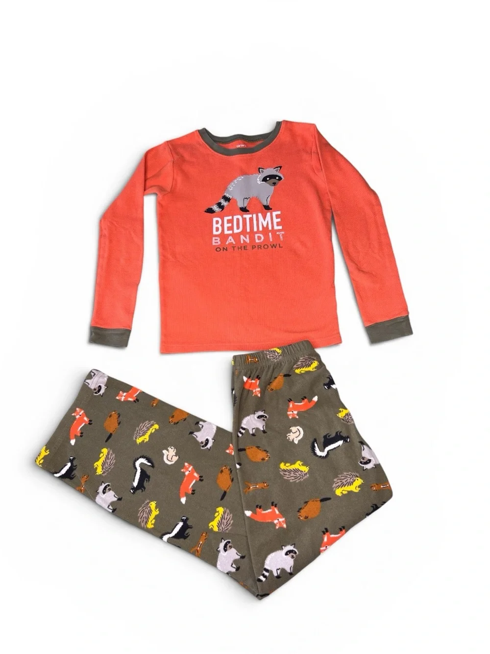 Carter’s 2-Piece Pajama Set Bedtime Bandit Raccoon Woodland Animals Size 10